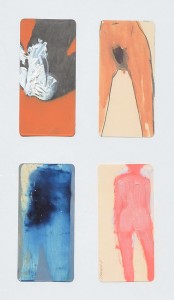 Pagola Javier 2011, Composición # 9, cuatro dibujos acrílico cartulina, enmarcado, 14,5x7 cms. cada dibujo y marco 51x35 cms (2)