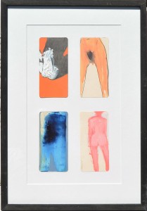 Pagola Javier 2011, Composición # 9, cuatro dibujos acrílico cartulina, enmarcado, 14,5x7 cms. cada dibujo y marco 51x35 cms (4)