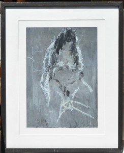 Pagola Javier 2011, Mujer en grises, acrílico cartulina, enmarcado, pintura 35x25 cms. y marco 52x42 cms (5)