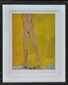 Pagola Javier 2011, piernas y fondo amarillo, acrílico cartulina, enmarcado, pintura 35x25 cms. y marco 52x42 cms (9)