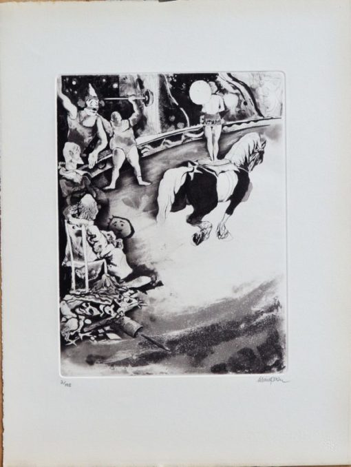 Silvino Poza - "Clowns, Caballista" grabado aguafuerte