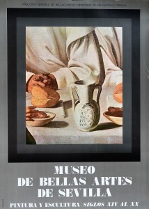 Zurbarán Francisco de, San Hugo en el refectorio de los Cartujos, detalle, cartel original exposición Museo de Sevilla, 70x50 cms. (1)