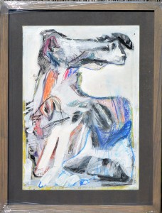 bonifacio 1974, Cabeza de caballo, pintura técnica mixta cartulina, enmarcado, pintura 70x50 cms. y marco 89x68 cms.   (15)