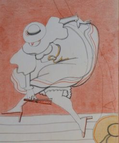 Manuel Alcorlo - "Baile en el Folies" dibujo original tinta y acuarela, enmarcado