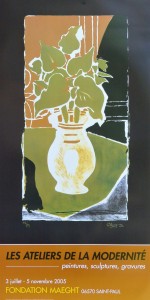 Braque Georges, Feuilles, couleurs, lumière, cartel original exposición Ateliers de la Modernité en Fondation Maeght en 2005, 87x44 cms.  (3)