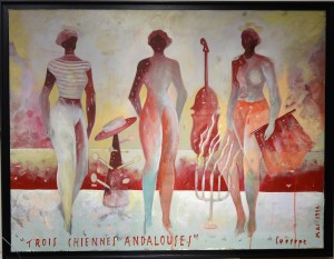 ceesepe-1994-trois-chiennes-andalouses-pintura-oleo-lienzo-enmarcado-pintura-89x116-cms-y-marco-95x12250-cms-catalogado-3