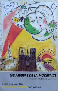 Chagall Marc, Le Dimanche, cartel original exposición Les Ateliers de la Modernité en la Fondation Maeght en 2005, 78x50 cms (6)