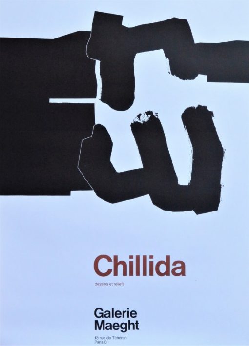 Eduardo Chillida - "Dessins et reliefs" cartel original impresión litográfica exposición en Galerie Maeght en 1970