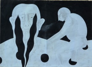 Pagola Javier 1992 Subalterno, dibujo técnica mixta papel, enmarcado, dibujo 51x69 cms. y marco 71x90 cms (8)