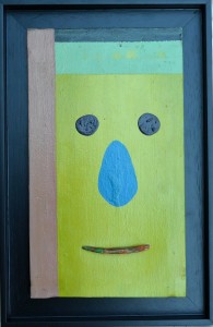 Pagola Javier 1996, pintura y collage lienzo, enmarcado, pintura 19x33,50 cms y marco 40x26 cms. (9)