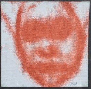 Pagola Javier 2014, Rostro del bosque, acrílico lienzo, enmarcado, pintura 15x15 cms. y marco 25,50x25,50 cms. (3)