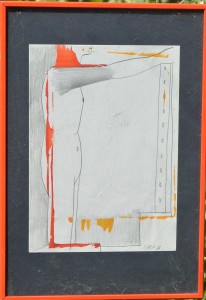 Pagola Javier Alcance, dibujo técnica mixta papel, enmarcado, dibujo 22x16 cms. y marco 31,50x22 cms  (1)