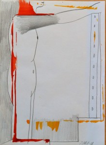Pagola Javier Alcance, dibujo técnica mixta papel, enmarcado, dibujo 22x16 cms. y marco 31,50x22 cms  (4)