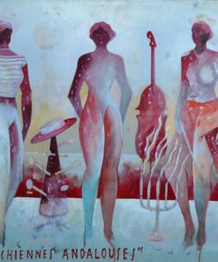 Ceesepe 1994 - "Trois chiennes andalouses" pintura oleo lienzo, enmarcado, catalogado