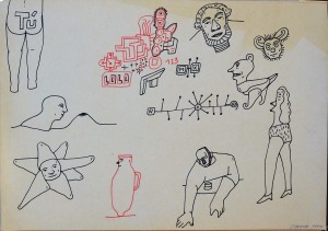 pagola javier 2000 Tú, Lola, dibujo tinta china papel, enmarcado, dibujo 30x42 cms. y marco 30x42 cms. (5)