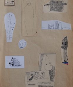 Javier Pagola 2000 - "SEPT" dibujo técnica mixta y collage papel, enmarcado