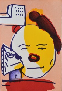 pagola javier  rostro blanco y amarillo, serigrafía ilustración libro gargantúa, 24x16 cms (5)