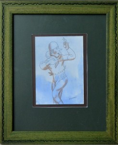 Alcorlo Manuel, Paje divertido, dibujo tinta y acuarela cartulina, enmarcado, dibujo 15x10,50 cms. y marco 31x26 cms.  (3)