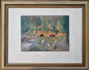 Juan Vicente Barrio Juanvi, Paisaje con molino de agua, pintura oleo tablex, enmarcado, pintura 26x35 cms. y marco 51x64 cms.  (5)