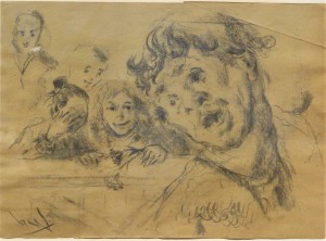 Juan Vicente Barrio juanvi, en los toros, dibujo carboncillo papel, enmarcado, dibujo 36x50 cms.  y marco 63,50x74 cms.   (10)