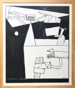 Moya Adrián, Composición abstracta III, tinta china papel, enmarcado, 64x55 cms (1)