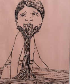 Javier Pagola 2008 - "Baño de algas" dibujo técnica mixta papel, enmarcado