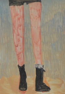 Pagola Javier 2011, botas negras, pintura oleo cartulina, enmarcado, pintura 35x25 cms. y marco 52x42 cms.   (5)