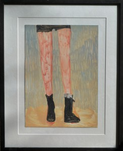Pagola Javier 2011, botas negras, pintura oleo cartulina, enmarcado, pintura 35x25 cms. y marco 52x42 cms.   (6)