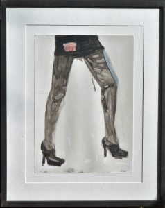 Pagola Javier 2011, medias negras, pintura oleo cartulina, enmarcado, pintura 35x25 cms. y marco 52x42 cms.   (3)