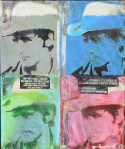 Psaier Pietro, Dennis Hopper, serigrafía sobre lienzo retocada a mano, numerado 11-25, enmarcado, serigrafía 61x51 cms. y marco 75x65 cms.  (4)