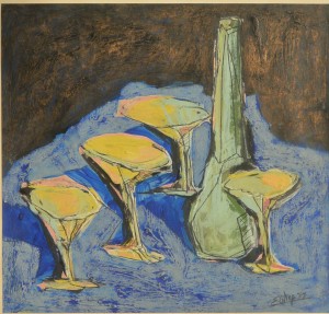 ortega olmo enrique 1981, Bodegón, oleo cartulina, enmarcado, pintura 33x35 cms. y marco 76x65 cms.   (10)