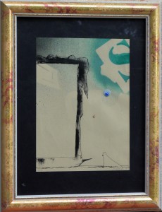pagola javier 2010 cielo verde, dibujo tinta y collage papel, enmarcado, dibujo 29,50x21 cms y marco 47,50x37,50 cms. (4)