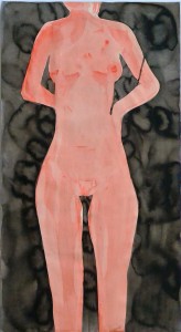 Javier Pagola, Desnudo rosaceo, pintura acrilico cartulina, enmarcado, pintura 89x48 cms. y marco-10850x6050-cms-5