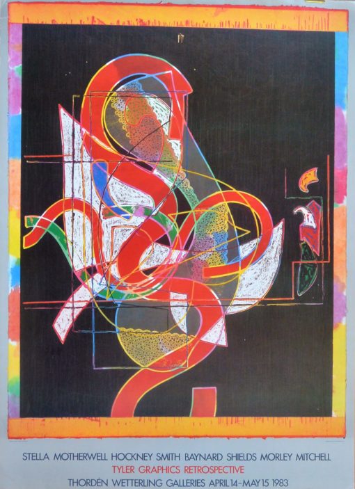 Frank Stella - "Pergusa three" cartel original exposición obra gráfica en Thorden Wetterling Galleries en 1983