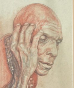 Manuel Alcorlo - "El negro de la Habana" dibujo carboncillo y acuarela papel, enmarcado