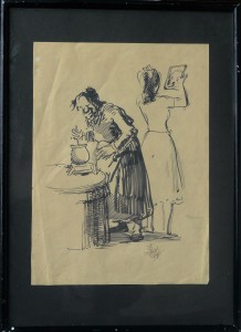 barba-juan-abuela-haciendo-chocolate-dibujo-papel-enmarcado-dibujo-40x30-cms-y-marco-57x4150-cms-1