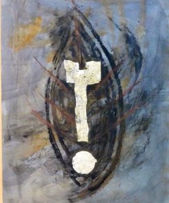 Francisco Gallardo - "Máscara africana" pintura original técnica mixta y collage cartulina