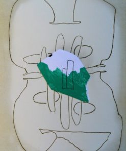 Luis Gordillo - "Rostro con mancha verde" serigrafía y collage
