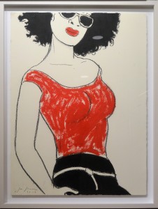 Javier de Juan, La chica afro, pintura oleo en barra, tinta y carboncillo papel, enmarcado, obra 76×57 cms. y marco 86x66 cms. (1)