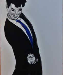 Javier de Juan - "Pase por la derecha" pintura oleo en barra, tinta y carboncillo papel, enmarcado