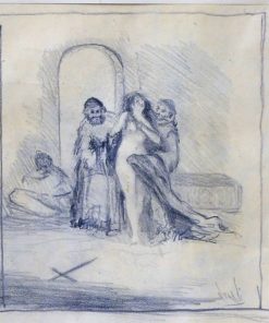 Juan Vicente Barrio, Juanvi - "Escándalo en el convento" dibujo carboncillo papel, enmarcado