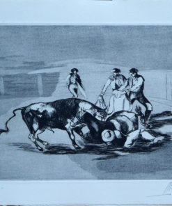 José Martín Simón - "Tauromaquia, cogida del caballo" grabado aguarfuerte