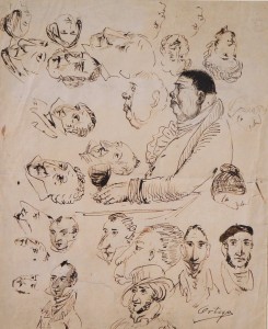 ortego-manuel-estudio-de-cabezas-dibujo-tinta-papel-enmarcado-dibujo-23x19-cms-y-marco-45x36-cms-2