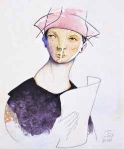 Luis V. Ortés - "Personaje anónimo III" técnica mixta y collage cartulina, enmarcado