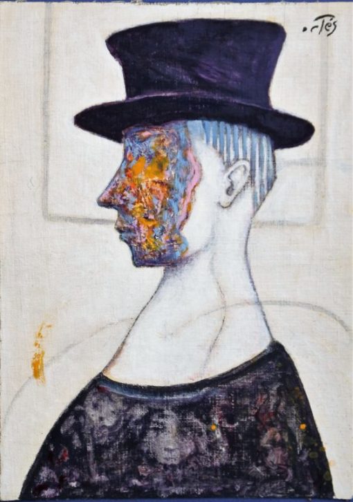 Luis Valcarcel Ortés - "Personaje anónimo" pintura óleo y acrílico lienzo, enmarcado