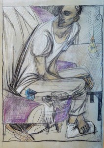 ana-juan-1989-alguien-llama-a-la-puerta-dibujo-carboncillo-y-pastel-papel-enmarcado-dibujo-71x50-cms-y-maarco-82x61-cms-22