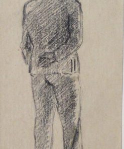 Anónimo - "Personaje uniformado de espaldas" dibujo lápiz papel, fechado 1941, enmarcado