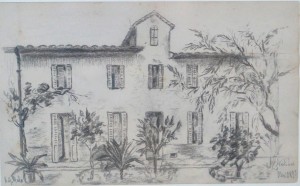 anonimo-frances-casa-solariega-en-antibes-dibujo-lapiz-papel-1893-enmarcado-dibujo-14x23-cms-y-marco-30x40-cms-6