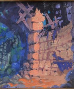 Anónimo - "Ruinas" pintura gouasche cartulina, enmarcado