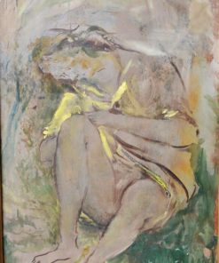 Juan Vicente Barrio Juanvi - "Mujer sentada en el campo" pintura oleo tablex, enmarcado